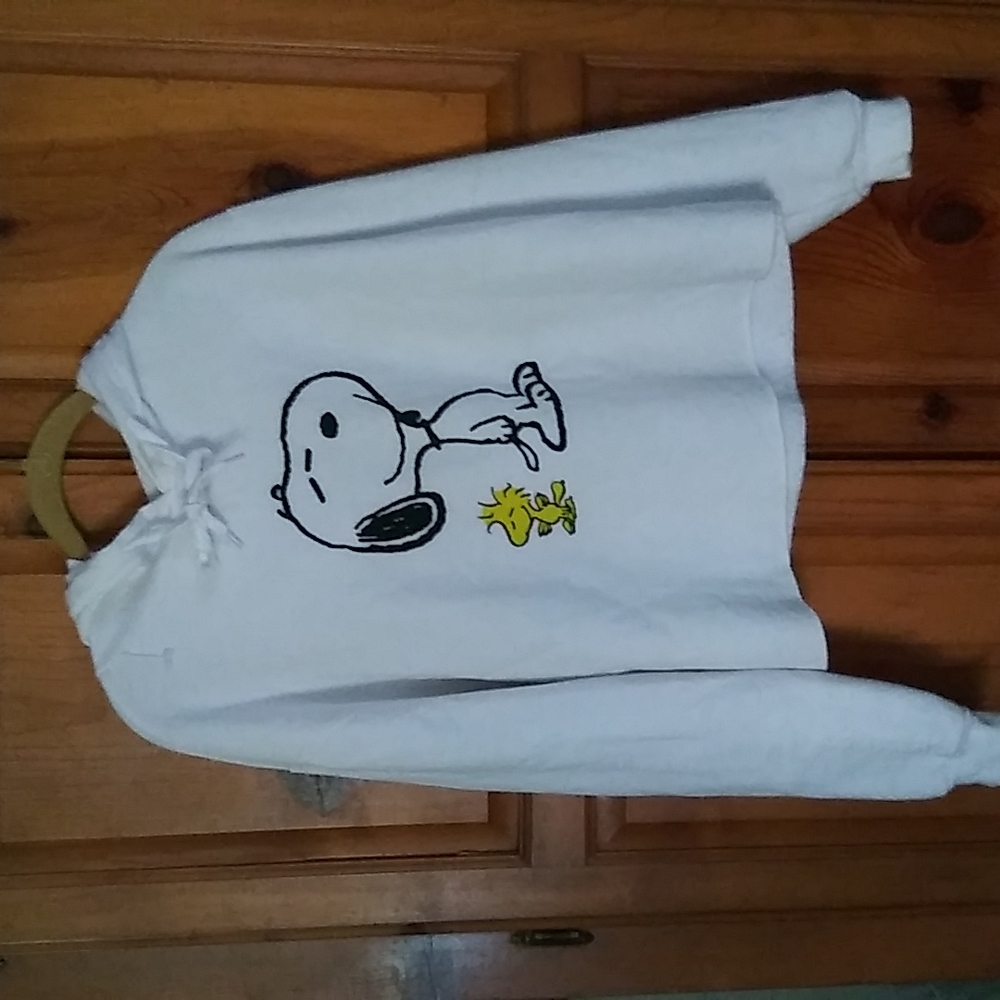 Peanuts Long-Sleeve Hoodie with Snoopy and Woodstock White Size XL